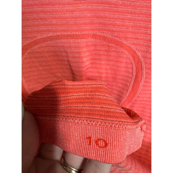 Lululemon Swiftly Tech Long Sleeve Crew Top Striped Heather Pink Size 10 - Picture 9 of 11